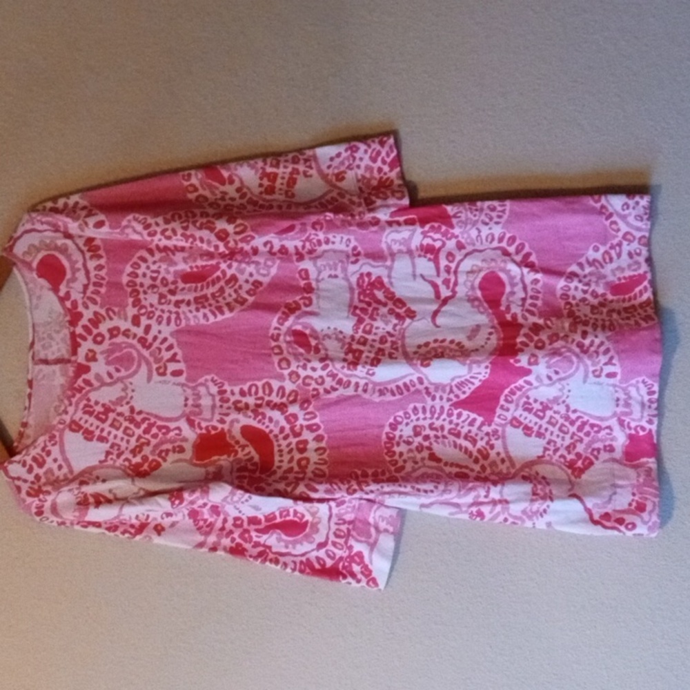 Lilly Pulitzer Pink and White Long Sleeve Shift Dress